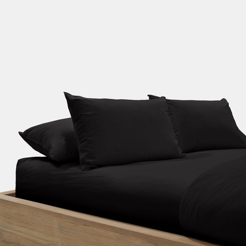 Set of 2 Cotton Pillow Shams – Black