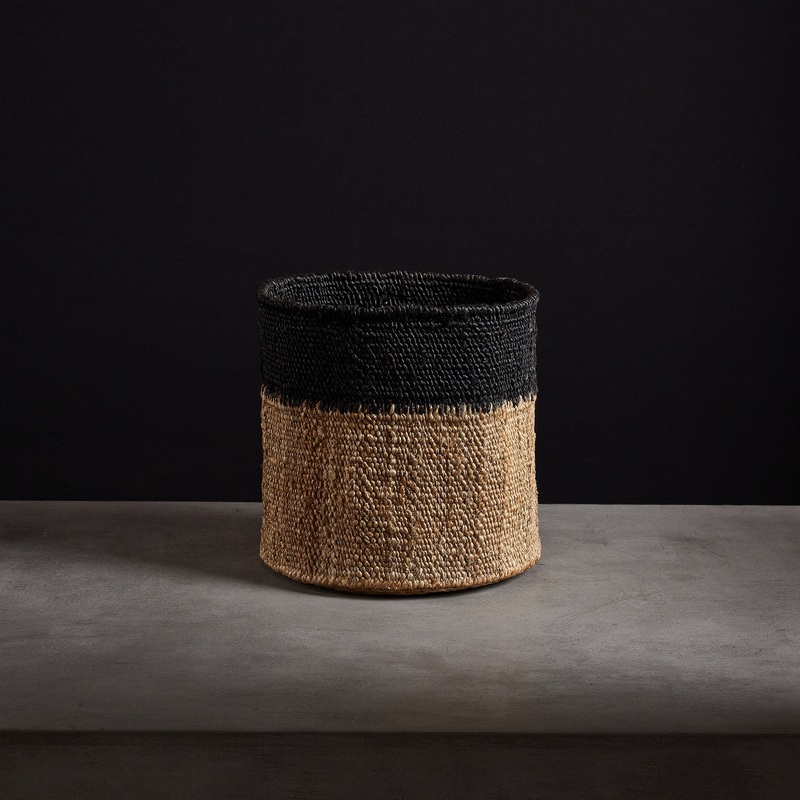 Tipped Jute Basket 12 X 12 – Natural/Black