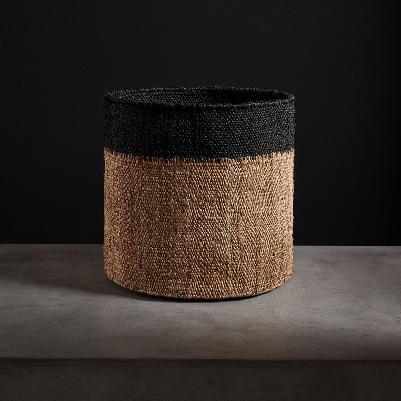 Tipped Jute Basket 18 X 16 – Natural/Black