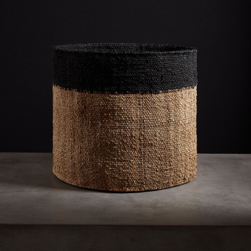 Tipped Jute Basket 21 X 18 – Natural/Black