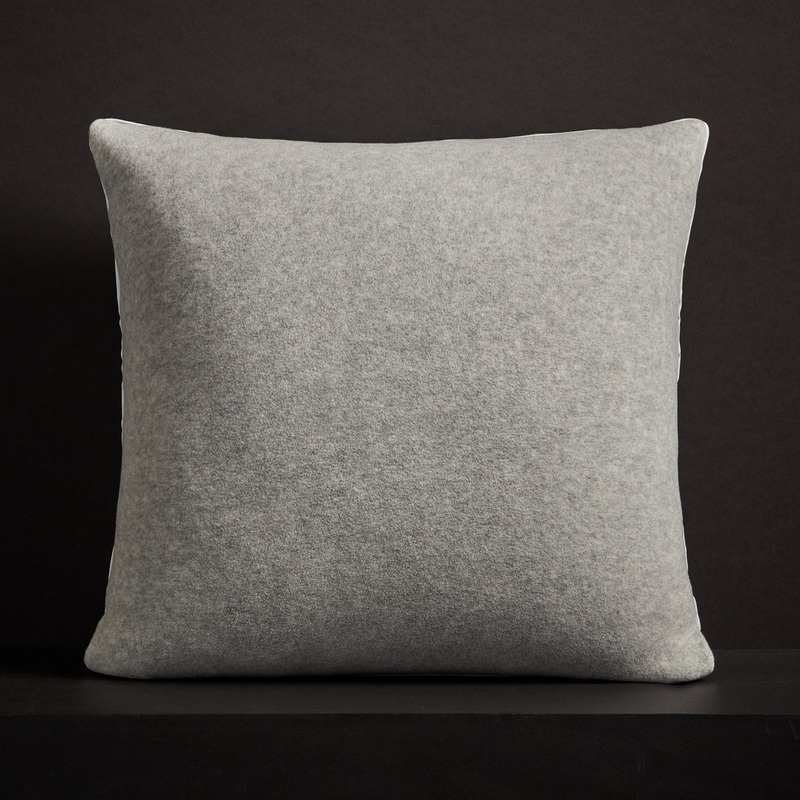 Baby Soft Throw Pillow With Piping – Light Heather Grey
