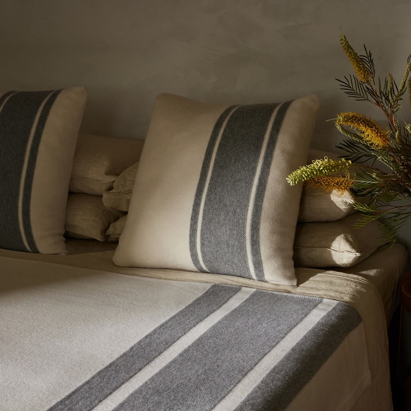 Baja Stripe Sham – Ivory/Heather Grey