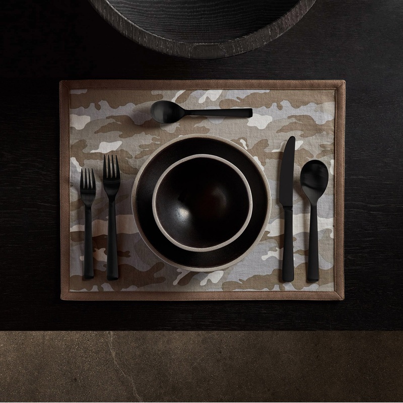 Camo Placemat with Suede Trim – Desert Camo/Natural