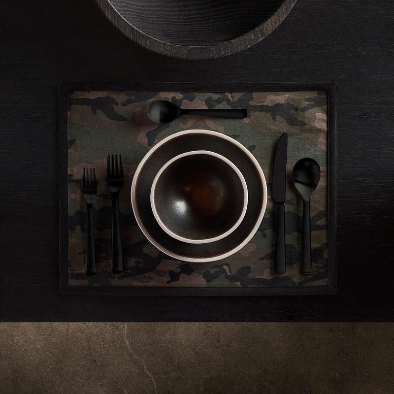 Camo Placemat with Suede Trim – Forest Camo/Black