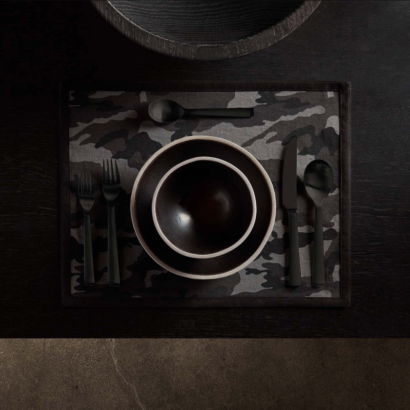 Camo Placemat with Suede Trim – Night Camo/Black