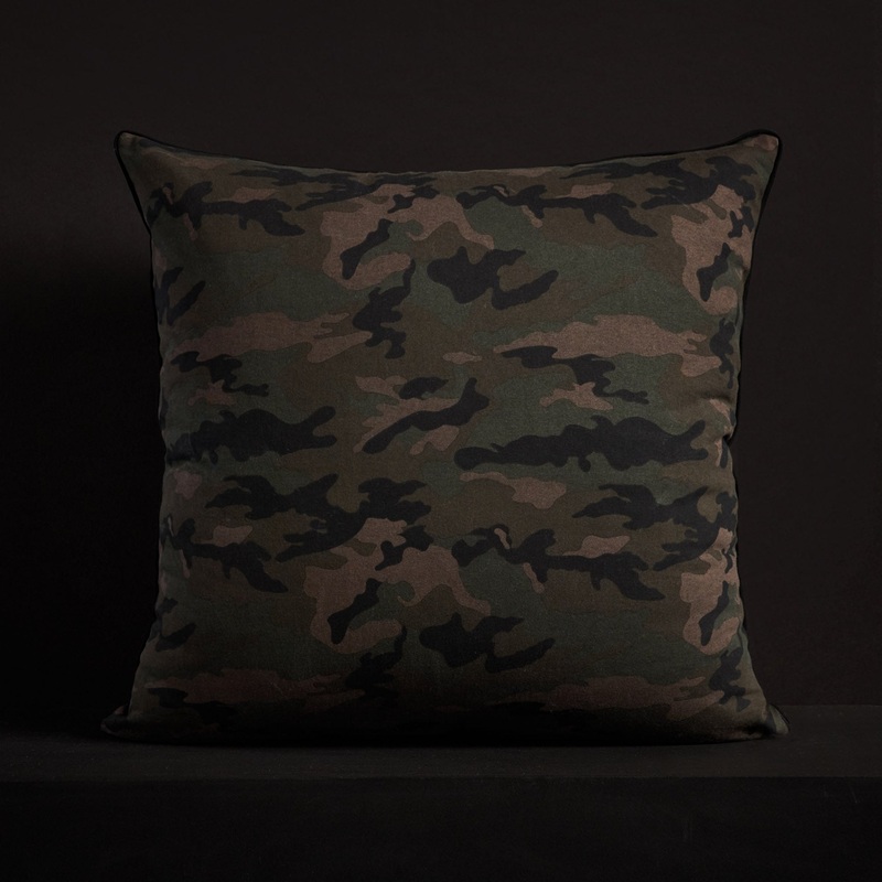 Camo Throw Pillow With Piping – Forest Camo