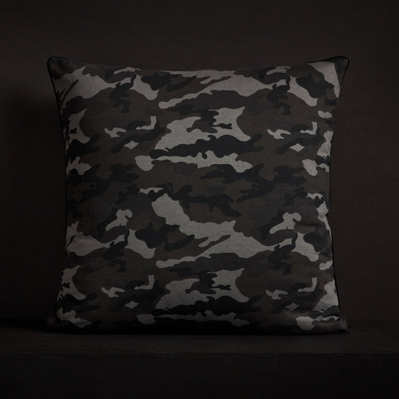 Camo Throw Pillow With Piping – Night Camo