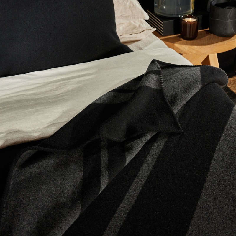 Sarti Striped Throw – Black/Lead