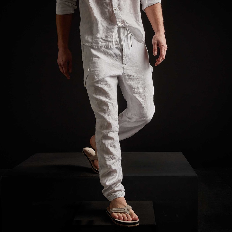 Slub Linen Cargo Pant – White