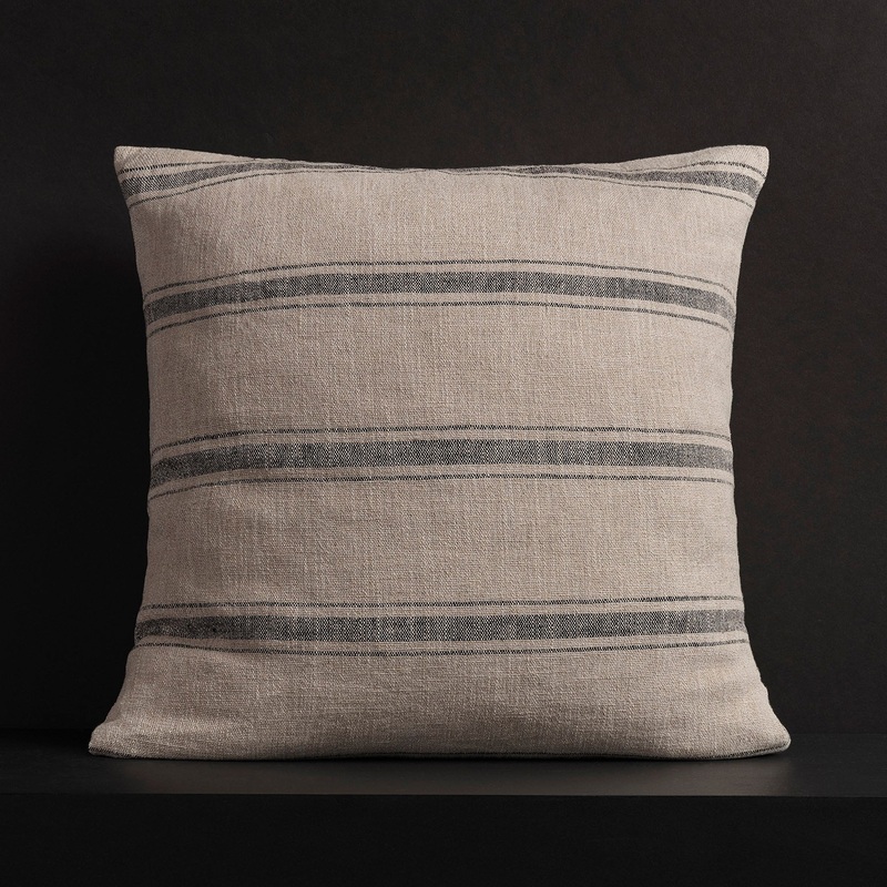 Stripe Textured Gauze Pillow – Natural/Black