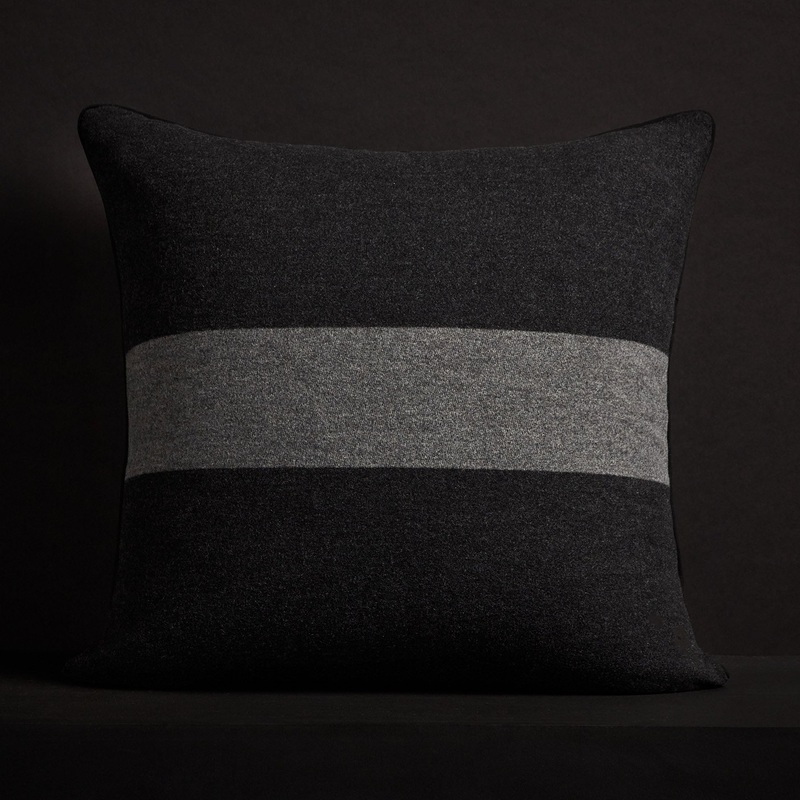 Stripe Throw Pillow With Piping – Anthracite/Flannel