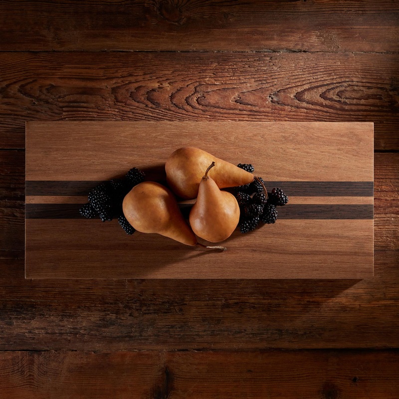 9X20″ Teak Serving Board – Teak/Natural Finish with Double Stripe