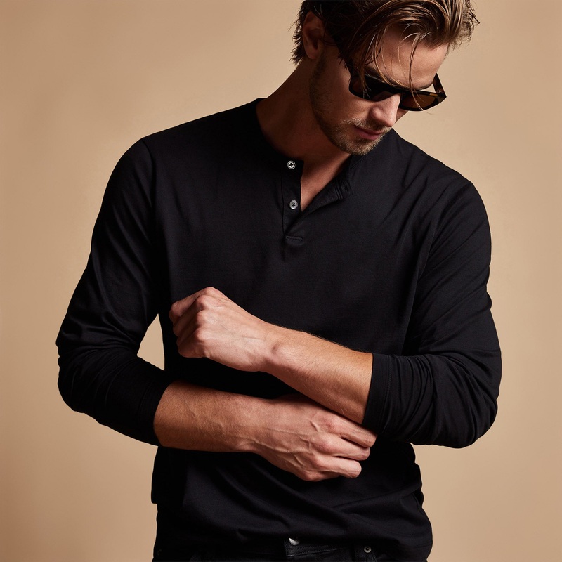 Brushed Lotus Henley – Black