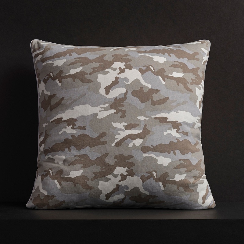 Camo Throw Pillow With Piping – Desert Camo