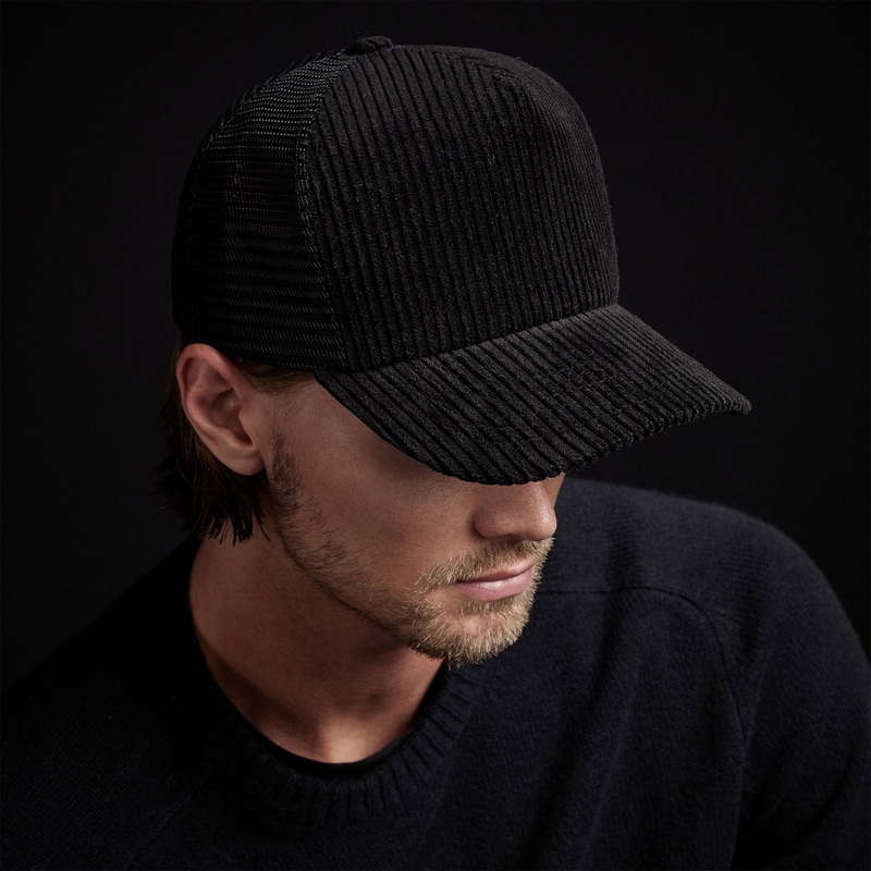 Corduroy Trucker Hat – Black