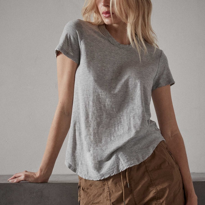 Sheer Slub Crew Neck Tee – Heather Grey