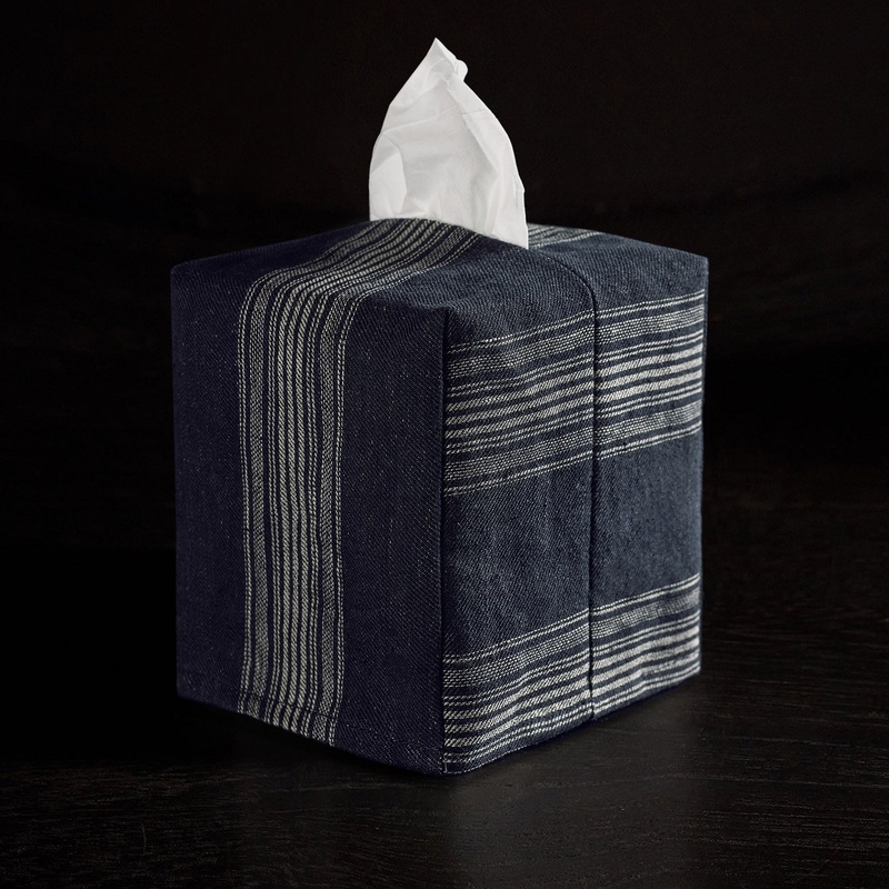 Stripe Tissue Box Cover – Navy Stripe