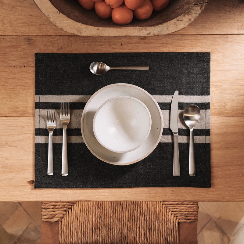 Three Stripe Placemat – Black/ Natural