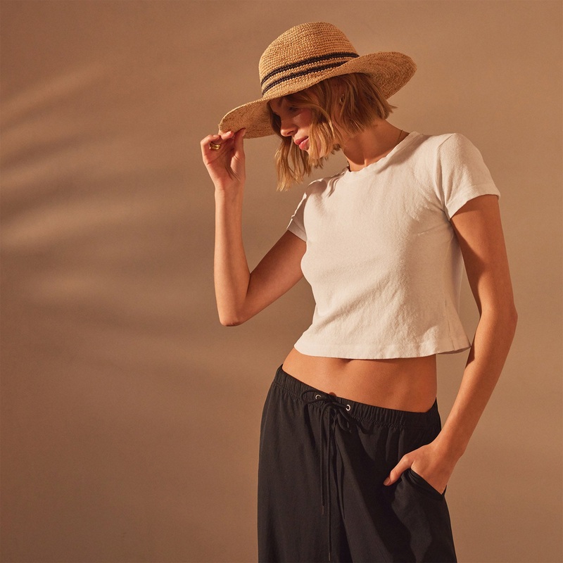 Brushed Jersey Cropped Tee – White