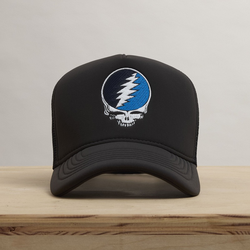 Grateful Dead Multicolor Skull Embroidery Trucker – Carbon Grey