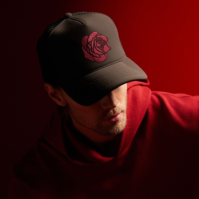 Grateful Dead Rose Embroidered Trucker Hat – Carbon Grey