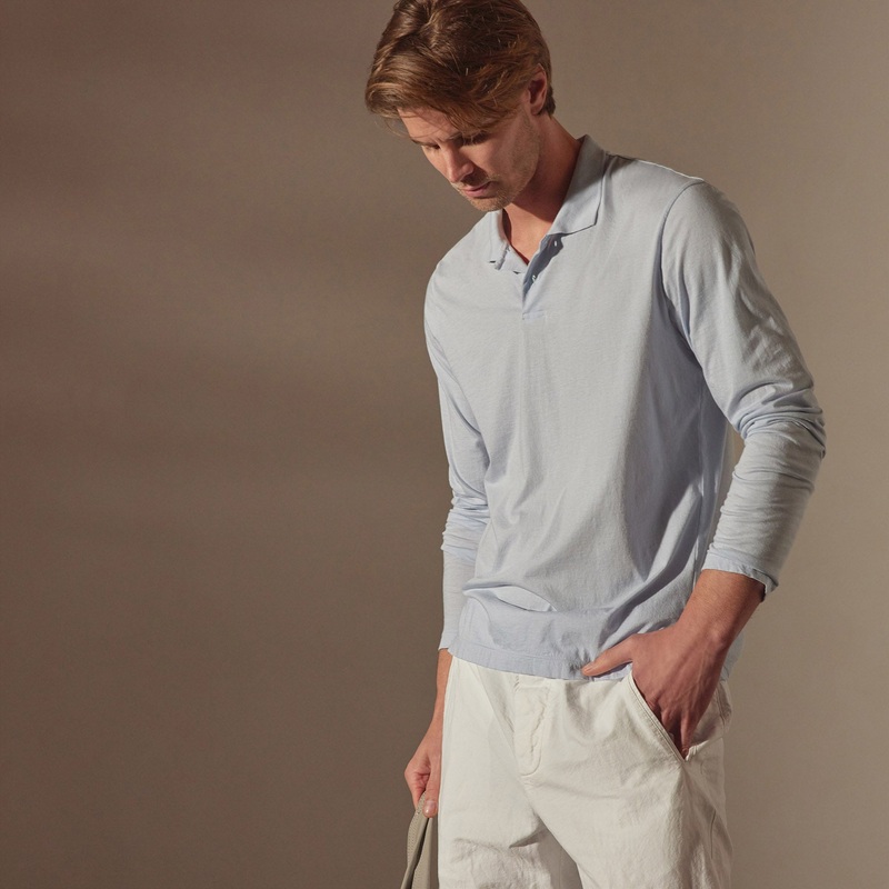 Luxe Lotus Jersey Long Sleeve Polo – Open Sky