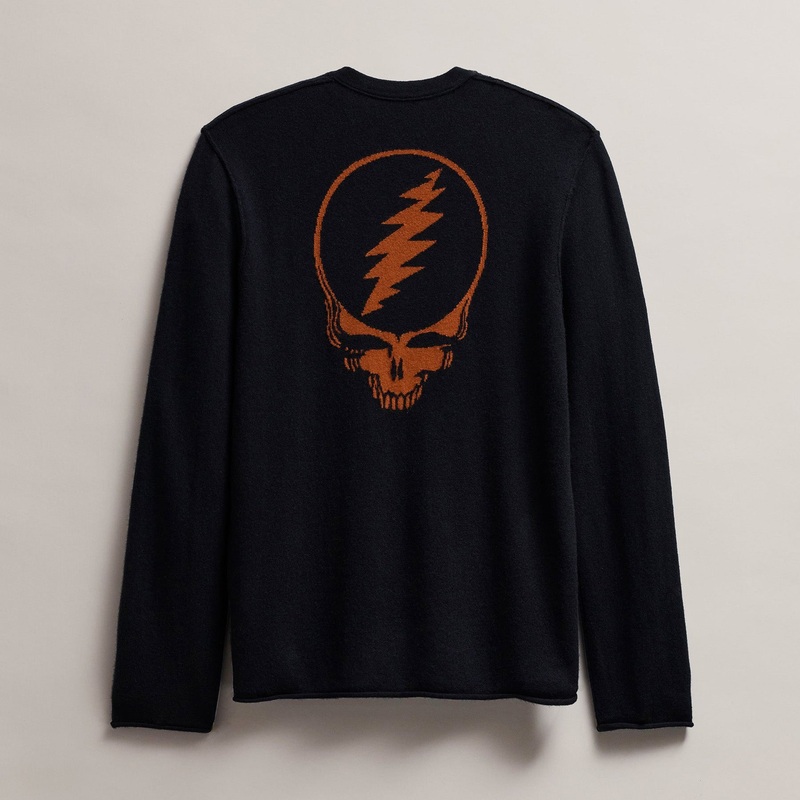 Men’s Grateful Dead Recycled Cashmere Sweater – Black/Burnt Orange