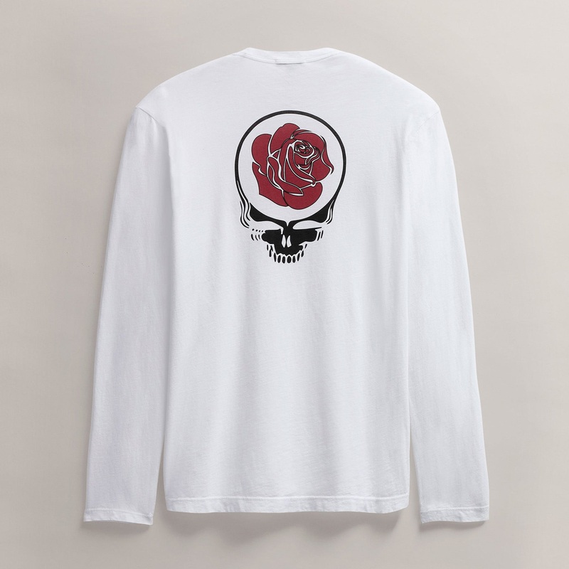 Men’s Grateful Dead Rose Long Sleeve Crew – White/Red