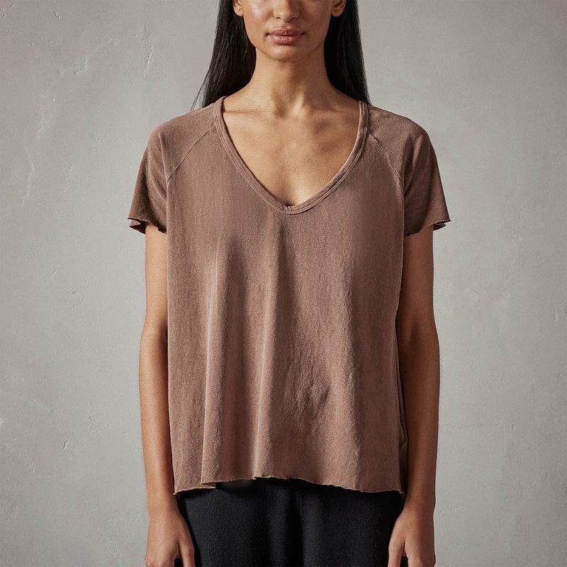 Recycled Brushed Jersey Soft V Raglan Tee – Malt Pigment