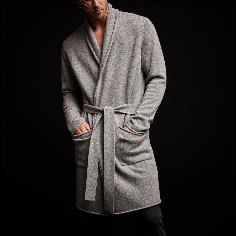 Recycled Cashmere Robe – Heather Grey