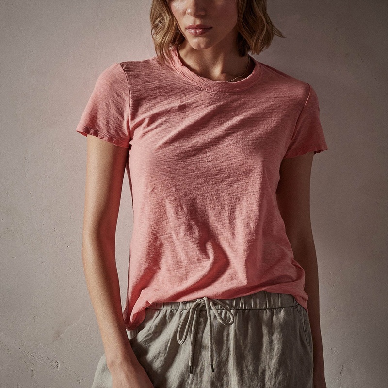 Sheer Slub Crew Neck Tee – Flamingo