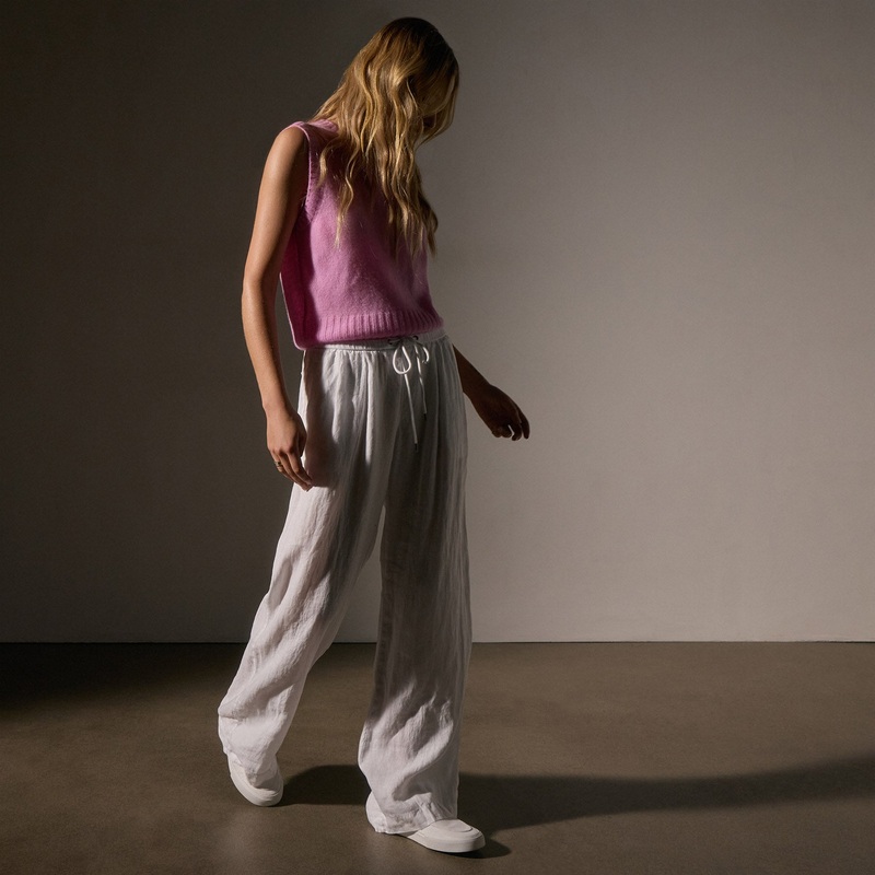 Wide Leg Relaxed Linen Pant – White