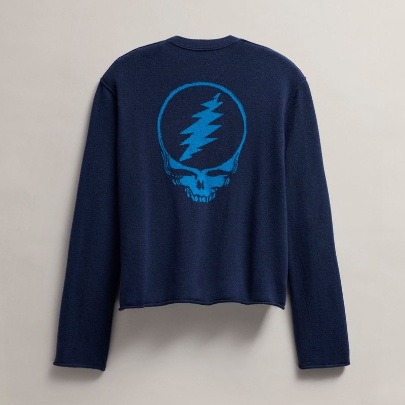 Women’s Grateful Dead Crew Neck Sweater – Prussian/ Teal