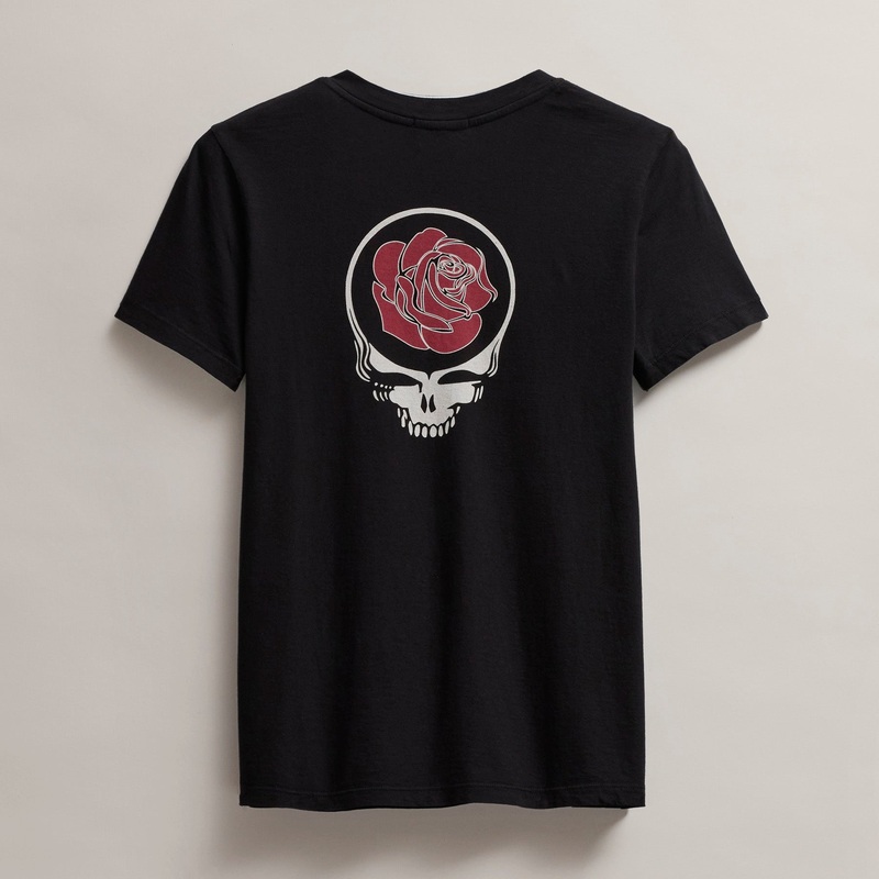 Women’s Grateful Dead Rose Short Sleeve Crew – Black/Red