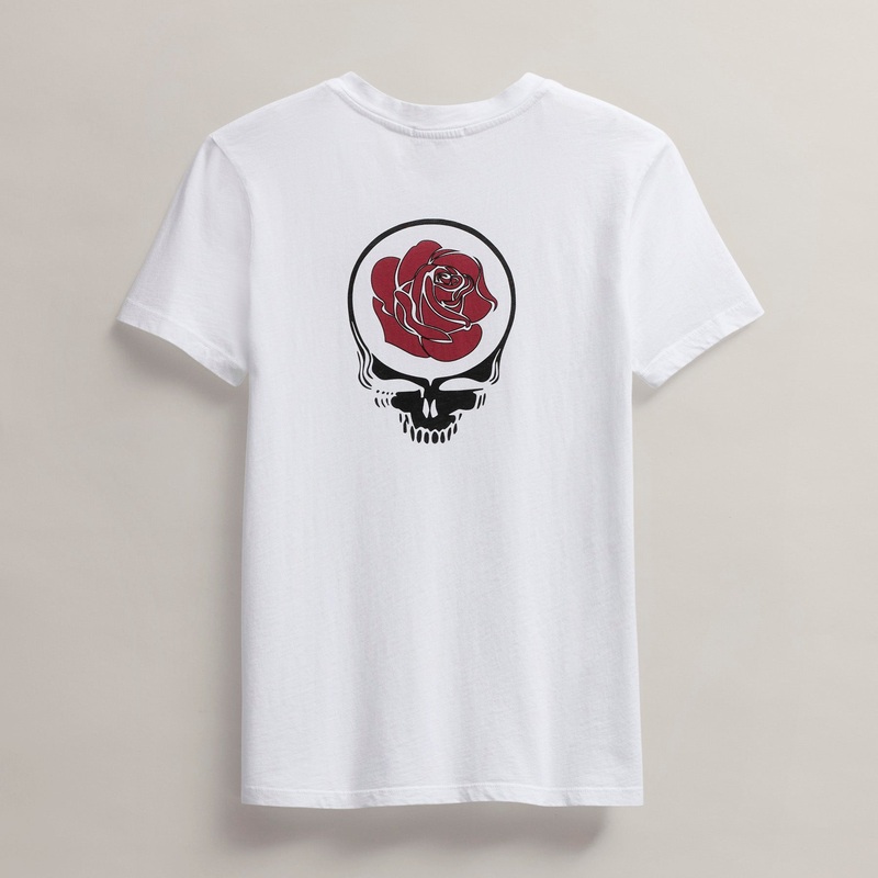 Women’s Grateful Dead Rose Short Sleeve Crew – White/Red
