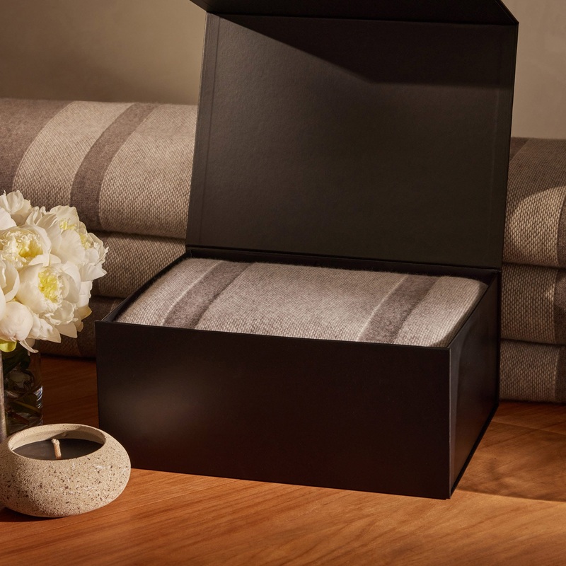Baja Cashmere Blanket Gift Box – Taupe Melange/Ivory
