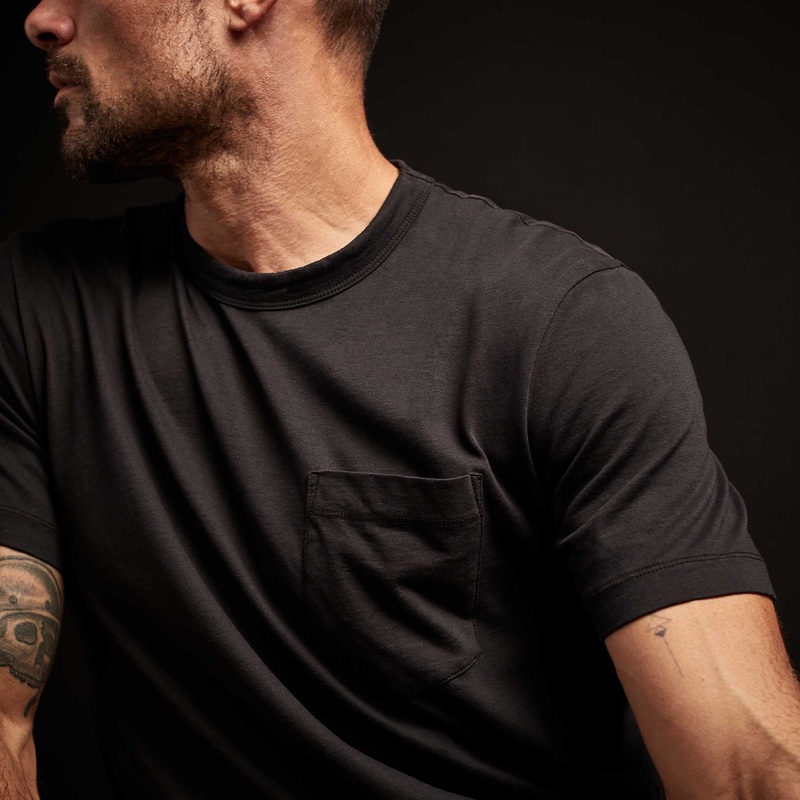 Brushed Lotus Jersey Pocket Tee – Black