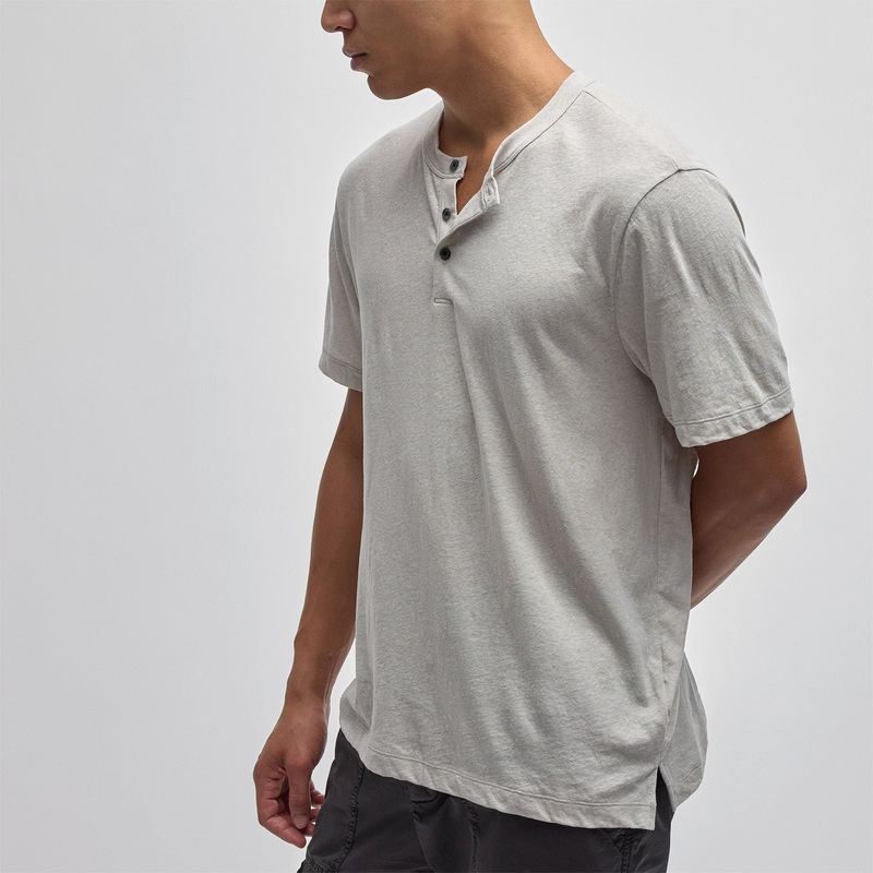 Cotton Jersey Short Sleeve Henley – Salt