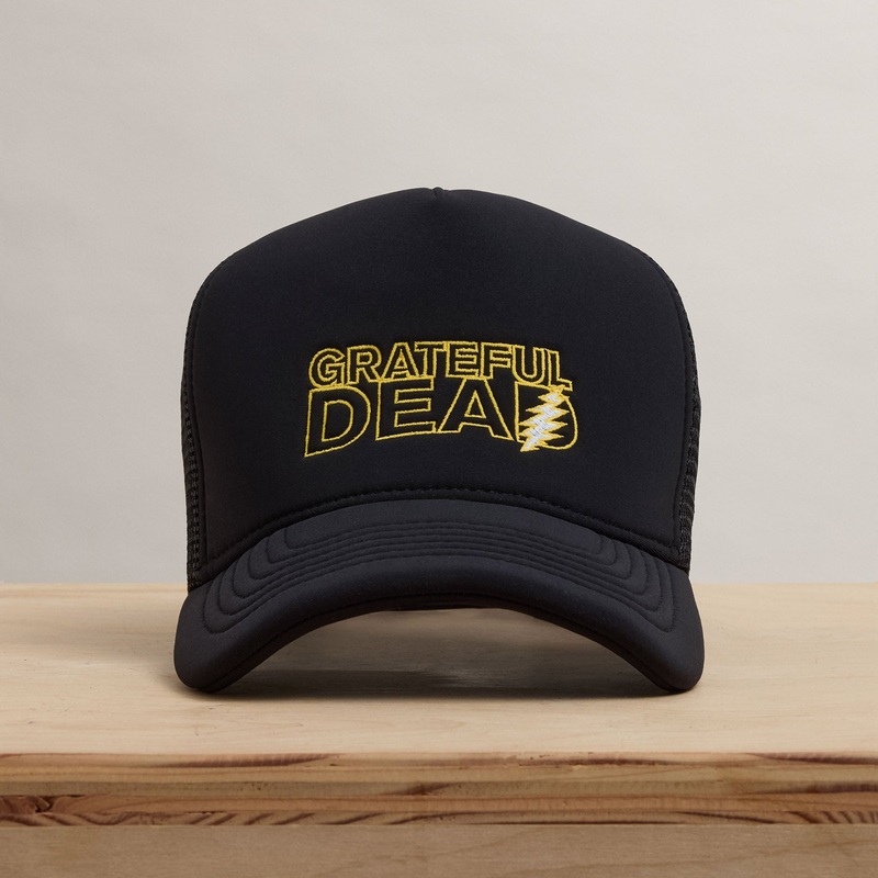Grateful Dead Lightning Bolt Embroidery Trucker – Black
