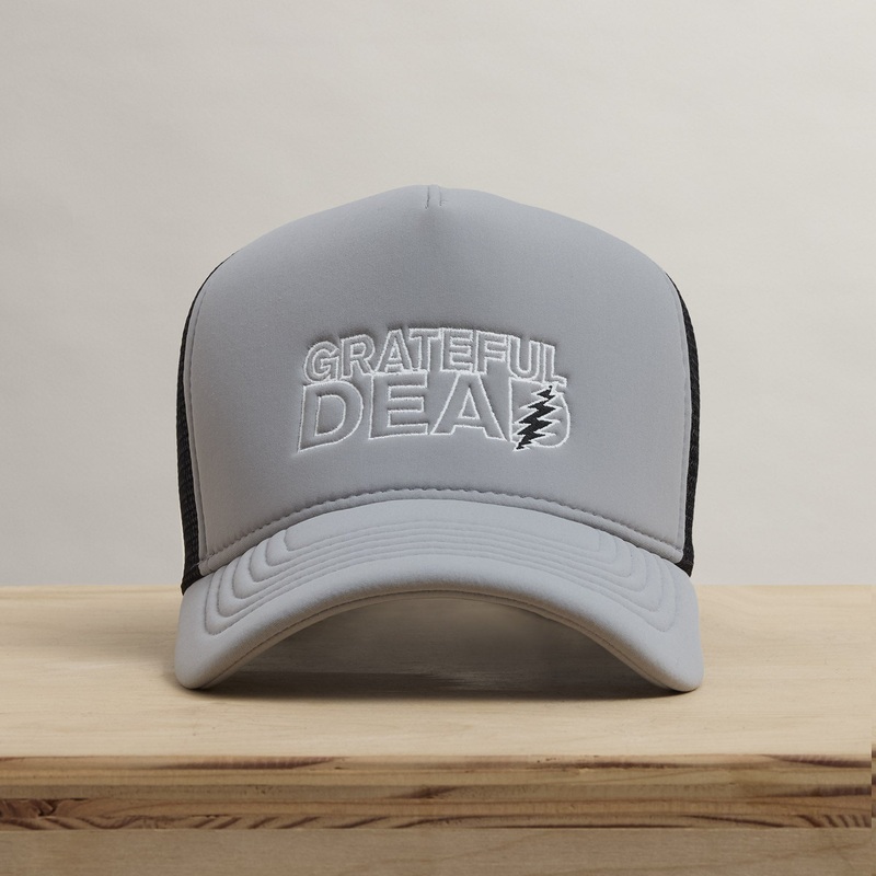 Grateful Dead Lightning Bolt Embroidery Trucker – Pale Grey