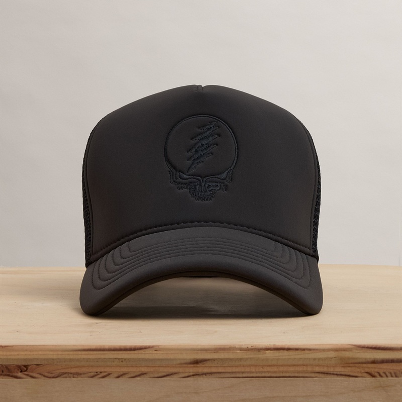 Grateful Dead Single Color Skull Embroidery Trucker – Carbon Grey