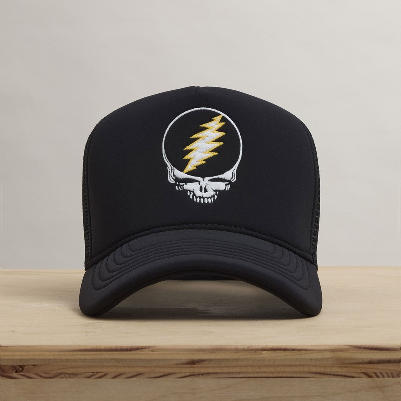 Grateful Dead Skull Embroidery Trucker – Black