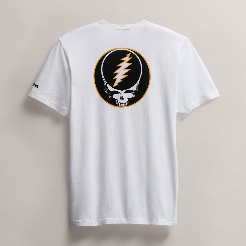Men’s Grateful Dead Lightning Bolt Short Sleeve Tee – White/Cadmium