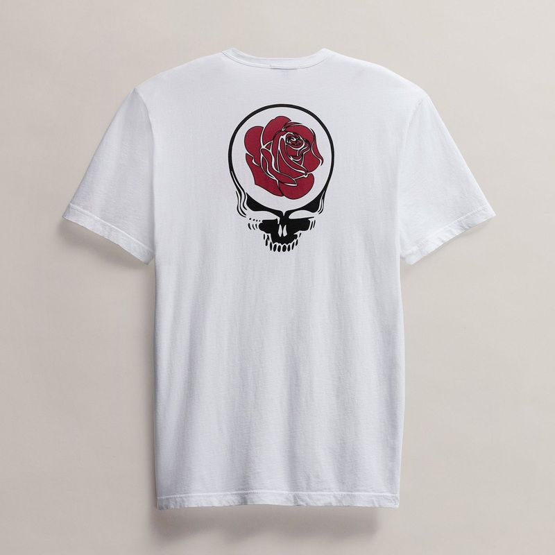 Men’s Grateful Dead Rose Short Sleeve Tee – White/Red