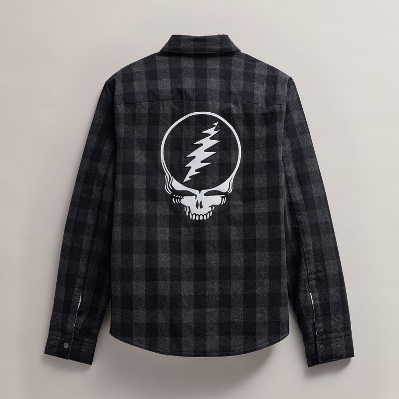 Men’s Grateful Dead Sherpa Lined Plaid Jacket – Flannel/Black