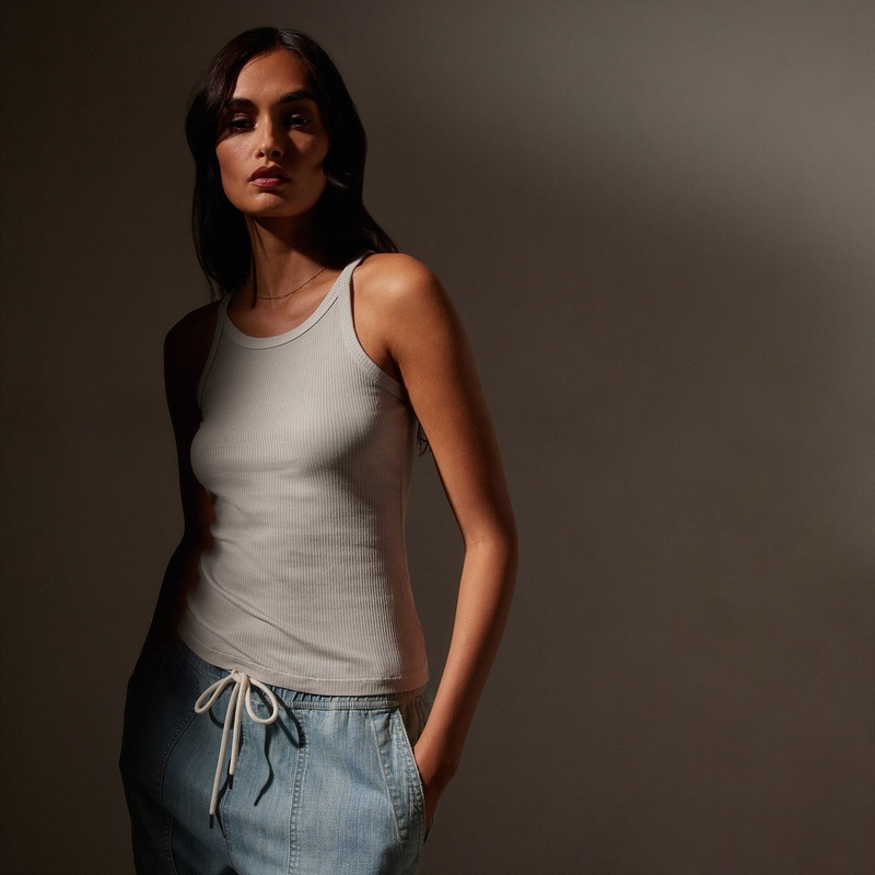 Ribbed High Neck Cami – Salt Pigment