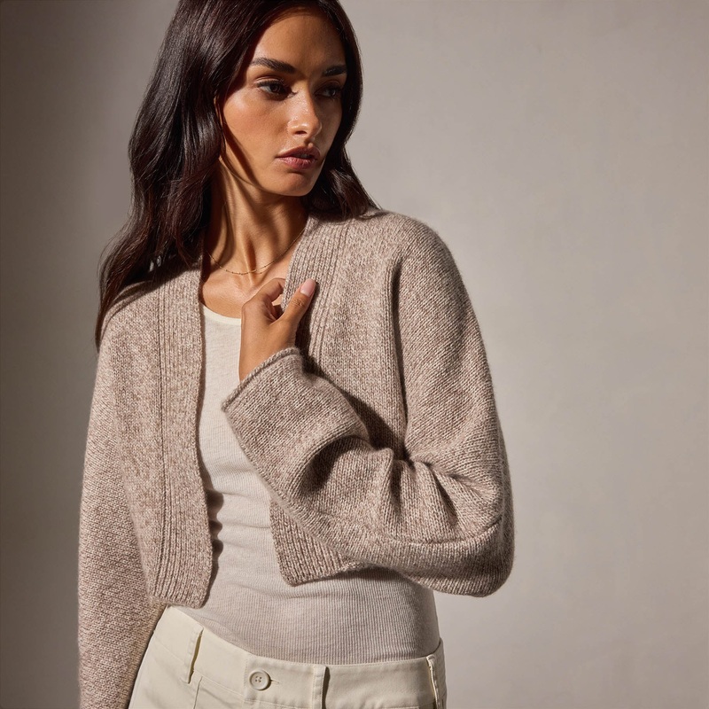 Cashmere Marled Bolero – Beige Marl