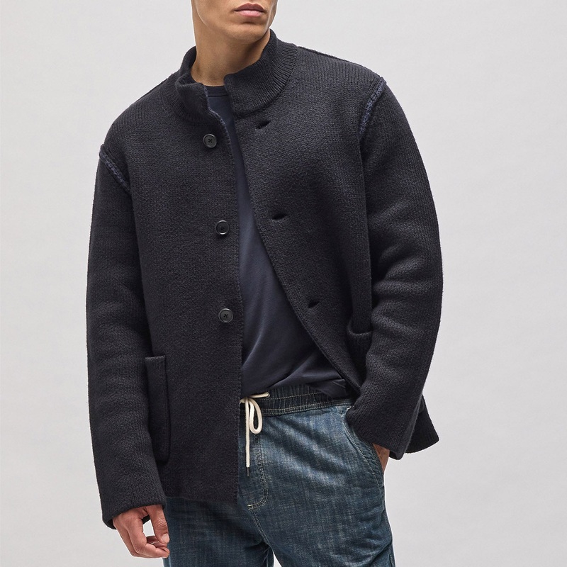 Coastal Knit Jacket – Black/Navy