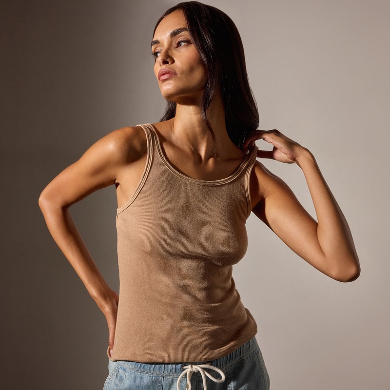 Cotton Cashmere Blend Ribbed Tank – Vicuna