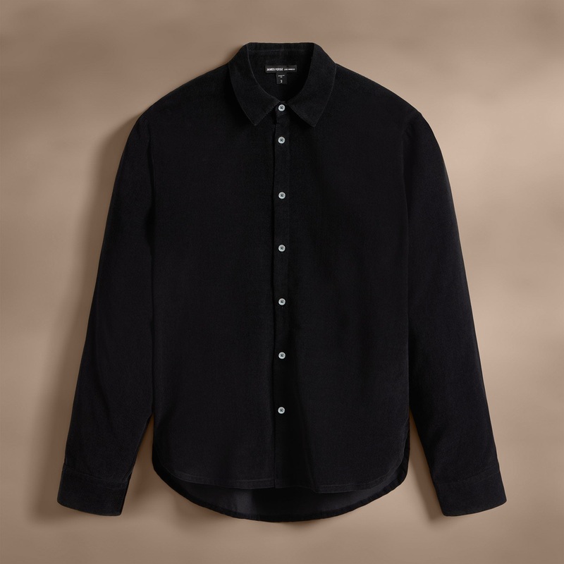 Cotton Cashmere Corduroy Shirt – Black